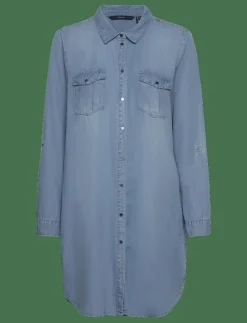 Vero Moda VMSIGGA LS SHORT DRESS LT BL GA NOOS - Korta klänningar|Kvinnor Plus Size & Curvy|Denimkläder