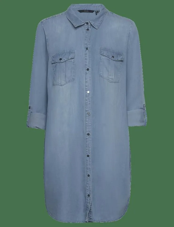 Vero Moda VMSIGGA LS SHORT DRESS LT BL GA NOOS - Korta klänningar|Kvinnor Plus Size & Curvy|Denimkläder