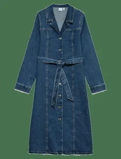 Vero Moda VMTELLY LS 7/8 DNM DRESS VI3474 - Midiklänningar|Kvinnor Klänningar