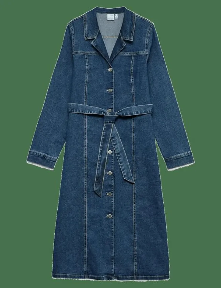 Vero Moda VMTELLY LS 7/8 DNM DRESS VI3474 - Midiklänningar|Kvinnor Klänningar