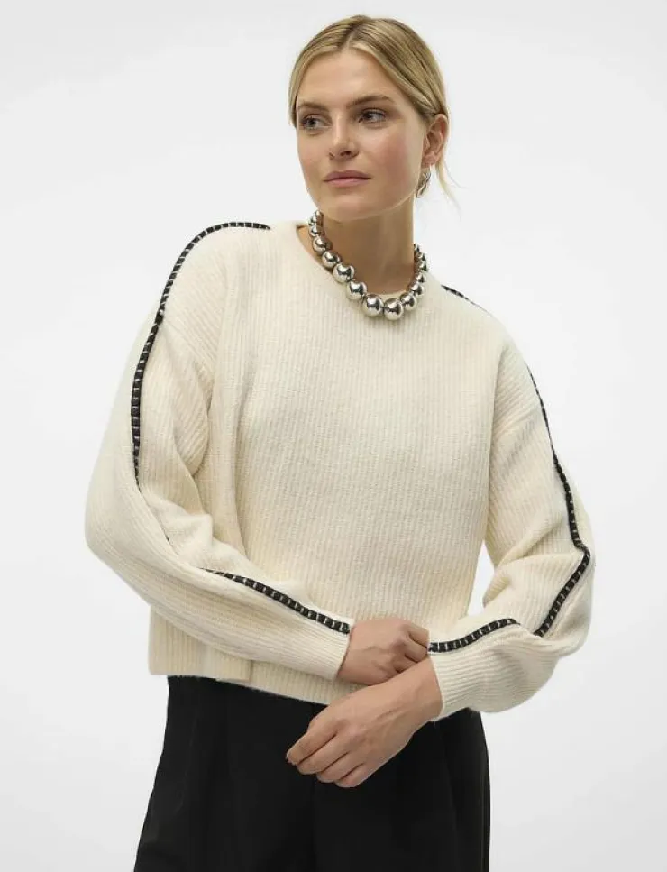 Kvinnor Vero Moda Kläder|Stickat|VMZORA LS O-NECK PULLOVER GA - Stickat