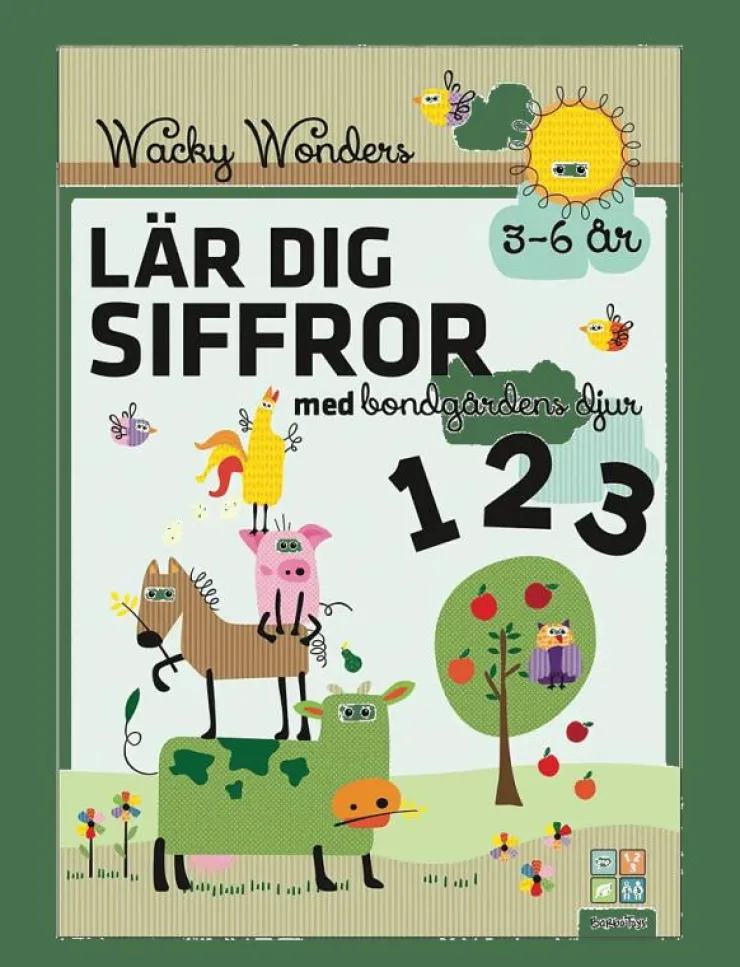 Barn Barbo Toys Barnböcker|Wacky Wonders Pysselbok - Bondgårdens Djur - Lär dig siffror 123 (SE) - Pedagogisk barnbok