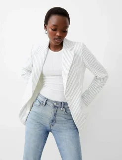 Kvinnor French Connection Kavajer|WHISPER PINSTRIPE BLAZER - Enkelknäppta kavajer