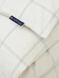 Lexington Home White/Dk Blue Checked Lyocell/Cotton Duvet Cover - Påslakan| Sängtextilier