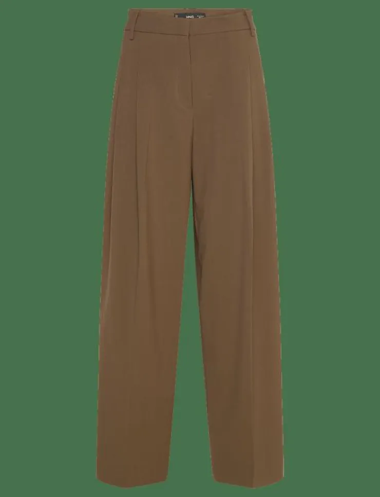 Kvinnor Mango Byxor|Wide leg mid-rise pleated trousers - Vida byxor
