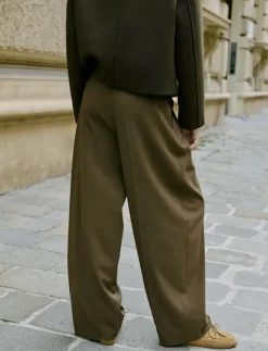 Kvinnor Mango Byxor|Wide leg mid-rise pleated trousers - Vida byxor