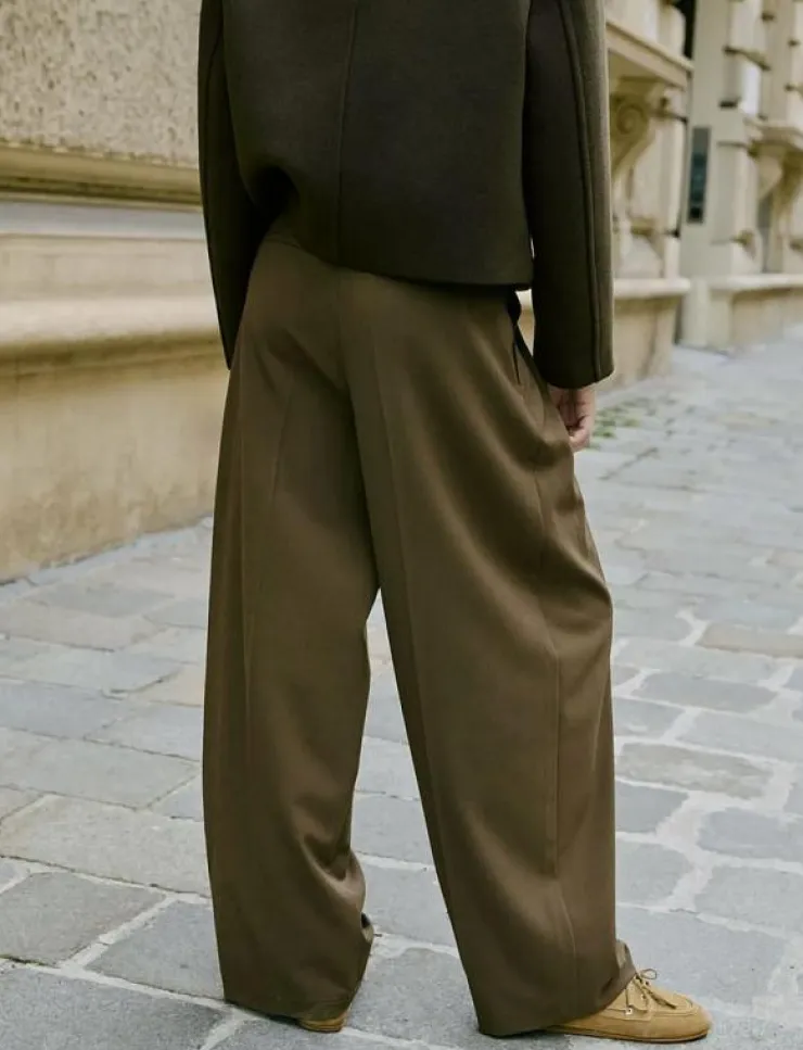 Kvinnor Mango Byxor|Wide leg mid-rise pleated trousers - Vida byxor