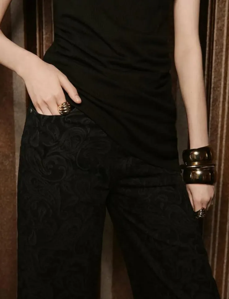 Kvinnor Mango Denimkläder|Jeans|Wide leg paisley-print jeans - Vida byxor