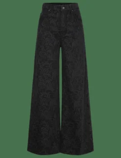 Kvinnor Mango Denimkläder|Jeans|Wide leg paisley-print jeans - Vida byxor