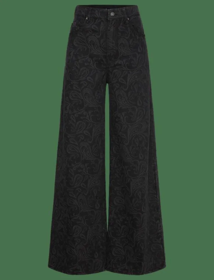 Kvinnor Mango Denimkläder|Jeans|Wide leg paisley-print jeans - Vida byxor