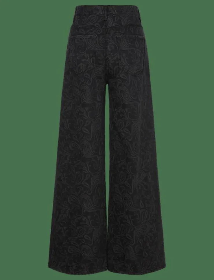 Kvinnor Mango Denimkläder|Jeans|Wide leg paisley-print jeans - Vida byxor