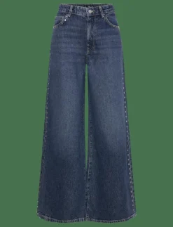 Kvinnor Mango Denimkläder|Jeans|Wide leg studded jeans - Vida byxor