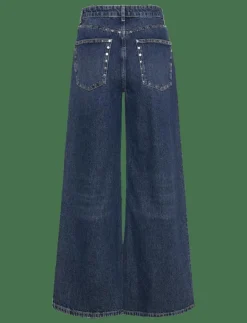 Kvinnor Mango Denimkläder|Jeans|Wide leg studded jeans - Vida byxor