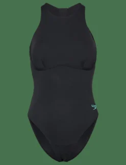 Kvinnor Speedo Badkläder|Womens Racer Zip Swimsuit with Built in Swim Bra - Baddräkter