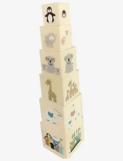 Barn Magni Toys Klossar & Byggsatser|Wooden Stacking Tower" Noah's Ark " - Byggklossar