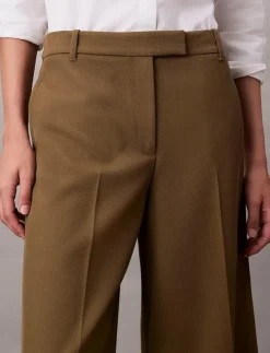 Kvinnor Calvin Klein Byxor|Wool Gaberdine Wide Leg Trouser - Vida byxor