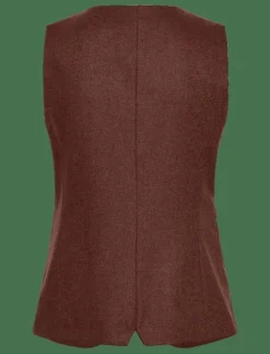 Kvinnor Mango Västar|Wool-blend gilet with buttons - Stickade västar