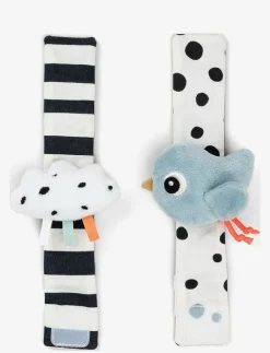 Barn Done by Deer Babyleksaker|Babyleksaker|Wrist rattle set 2-pack Happy clouds - Interaktiva leksaker