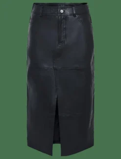 Kvinnor YAS Plus Size & Curvy|Kjolar|MINA HMW LEATHER LONG SKIRT NOOS - Midi kjolar