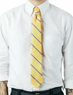 AN IVY Yellow Blue Single Stripes Silk Tie - Slipsar| Slipsar & Accessoarer