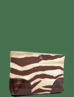 Kvinnor Lauren Ralph Lauren Kuvertväskor|Handväskor|Zebra-Print Canvas & Leather Large Pouch - Handväskor