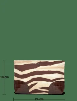 Kvinnor Lauren Ralph Lauren Kuvertväskor|Handväskor|Zebra-Print Canvas & Leather Large Pouch - Handväskor