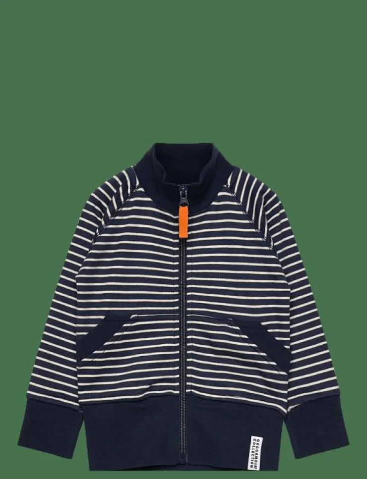 Barn Geggamoja Överdelar|Zip sweater Navy stripe - Sweatshirts